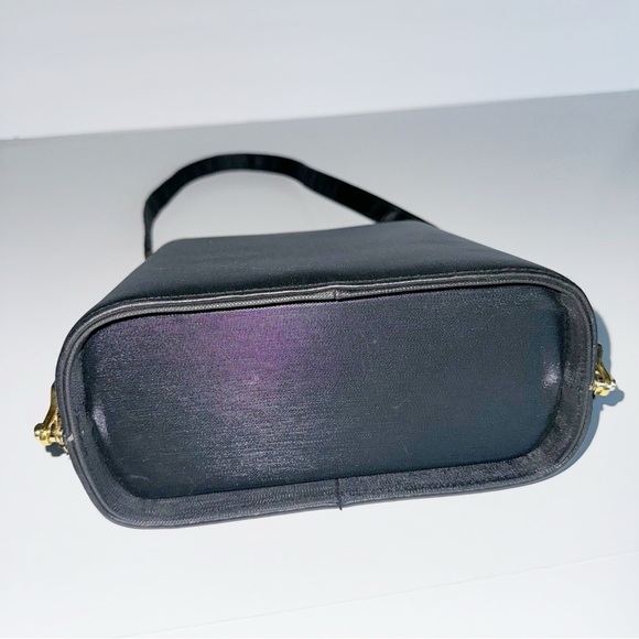 Vintage Sanremo Black Structured Handbag Adjustable Strap Academia Grannycore - Picture 13 of 16